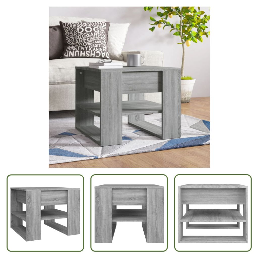 The Living Store Couchtisch Grau Sonoma 55,5x55x45 cm Produktbild 