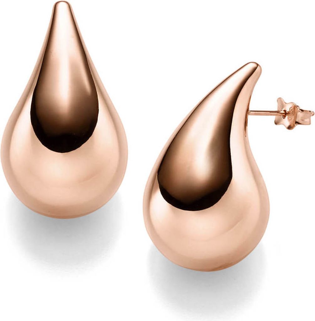 Paar Ohrringe Ohrstecker Tropfen 30x17mm aus 585 Gold Rotgold glänzend