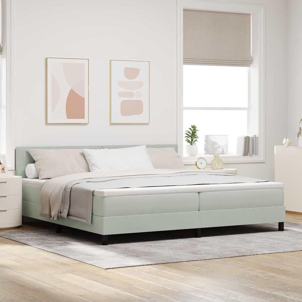 Möbel Boxspringbett mit Kopfteil Hellgrau 200 x 200 cm Samt - Klassische Betten 3342674