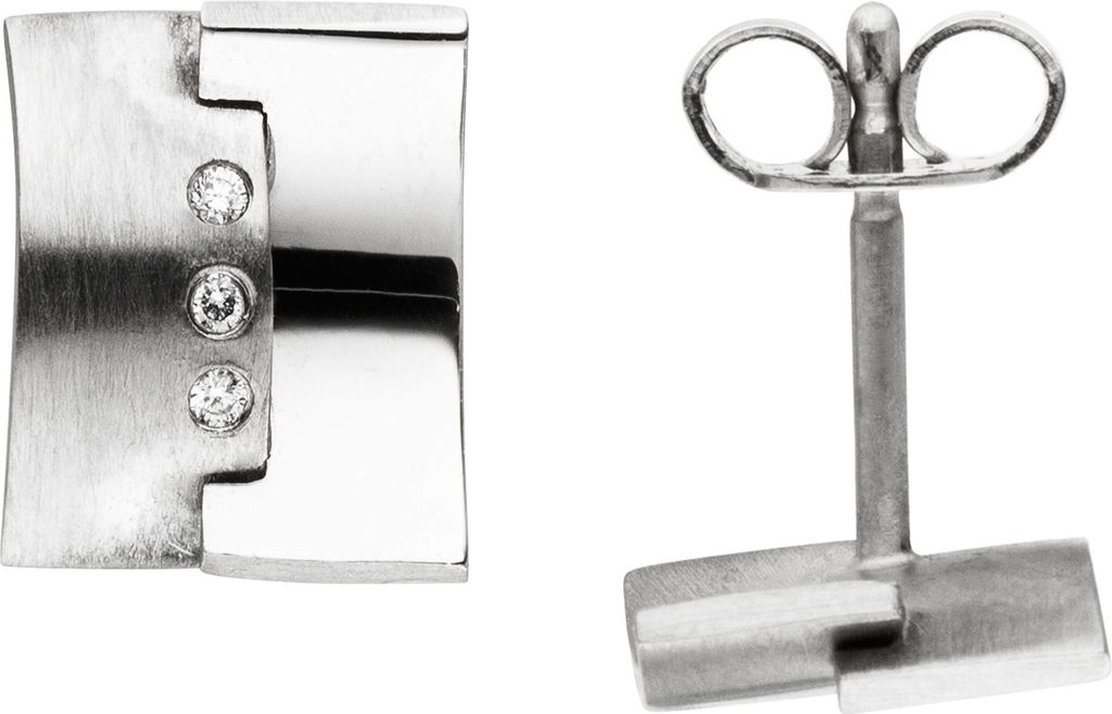 JOBO Ohrstecker 950 Platin teil matt 6 Diamanten Brillanten