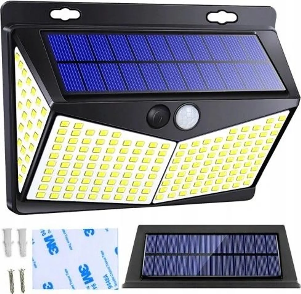 Projecteur Solaire Mural 212 LED 64W Étanche pour Jardin et Façade