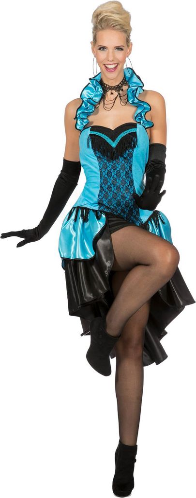 Burlesque Can Can Dame Jurk Turquoise Kostuum 38