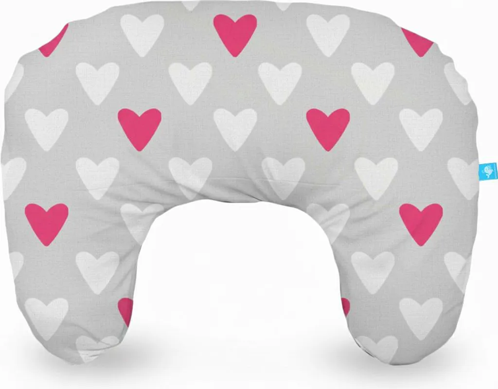 Coussin de maternité croissant compact pour allaitement cœurs roses