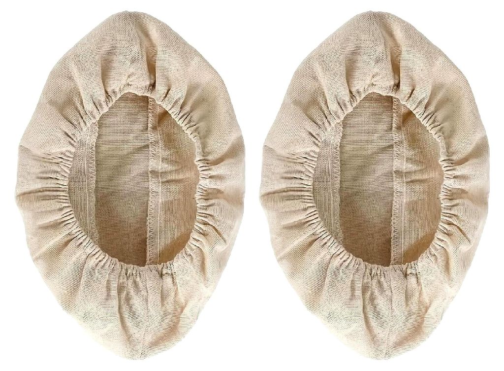 2 Stück Bäckerleinen Oval, Leinentuch mit Gummibund für das Brotbacken