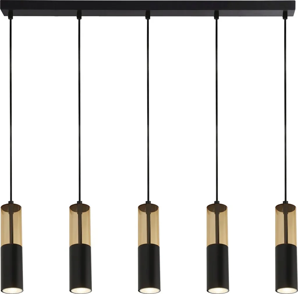 Suspension Barre 5 Lumières Wands II en Acrylique Ambre pour Salon Chic