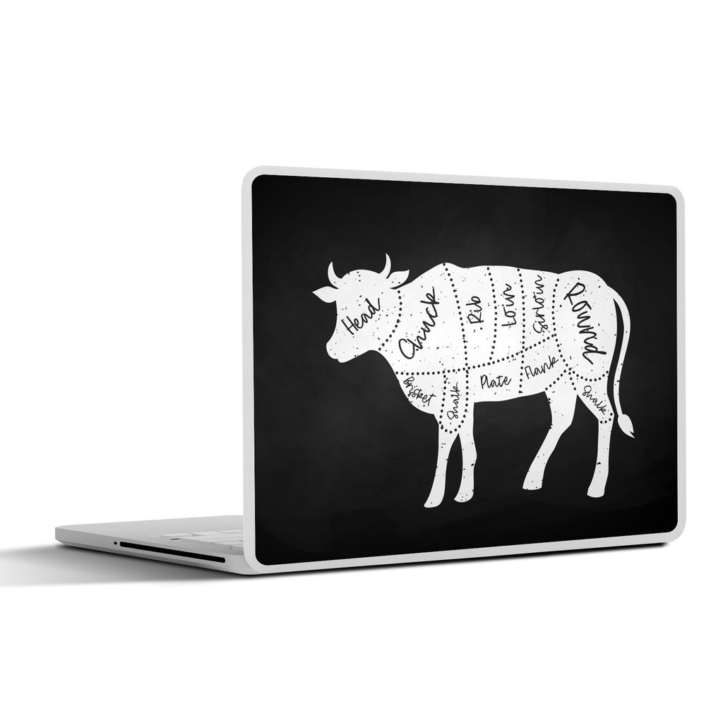 MuchoWow Laptop Aufkleber Sticker Cover Küche - Kühe - Metzger 32.5x23.5 cm - Sticker für Laptop - Selbstklebend