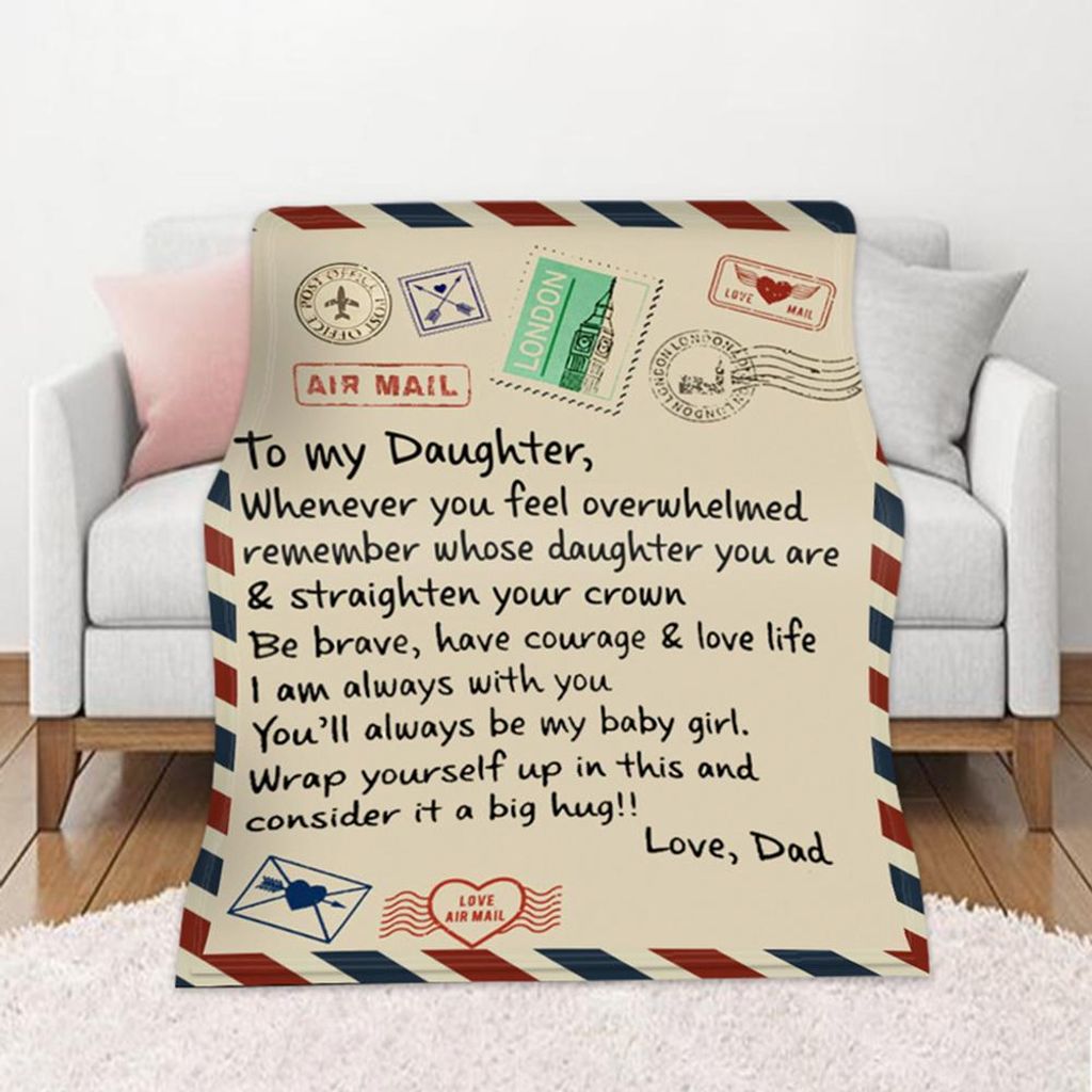 Fleecedecke „To My Daughter“, bedruckte Steppdecken, Luftpost, Flanell-Geschenke