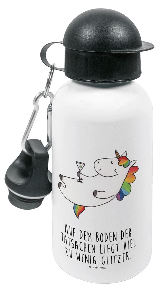 Mr. & Mrs. Panda Trinkflasche Einhorn Cocktail - Weiß - Geschenk, Rum, Kinder, Geburtstag, für den Kindergarten, Kindertrinkflasche, Kita, Spruch...