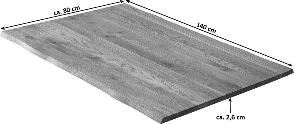 Tischplatte Baumkante Wildeiche 140 x 80 cm SESSA Produktbild 