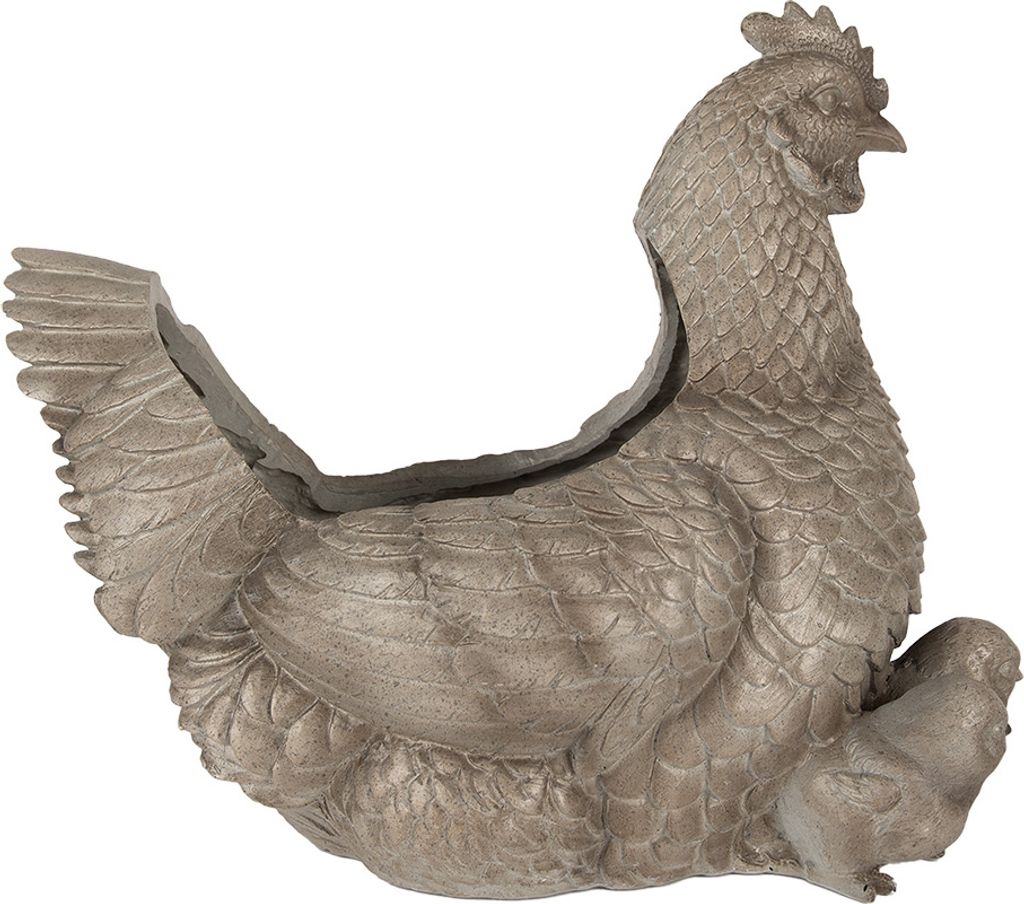 Clayre & Eef Blumentopf Huhn 46x30x38 cm Grau Kunststoff