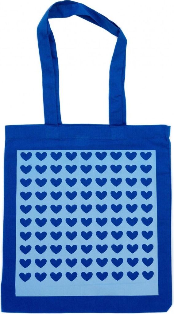 Baumwolltragetasche Jutebeutel Beutel Miniblings blau FLOCK Herzmuster hellblau