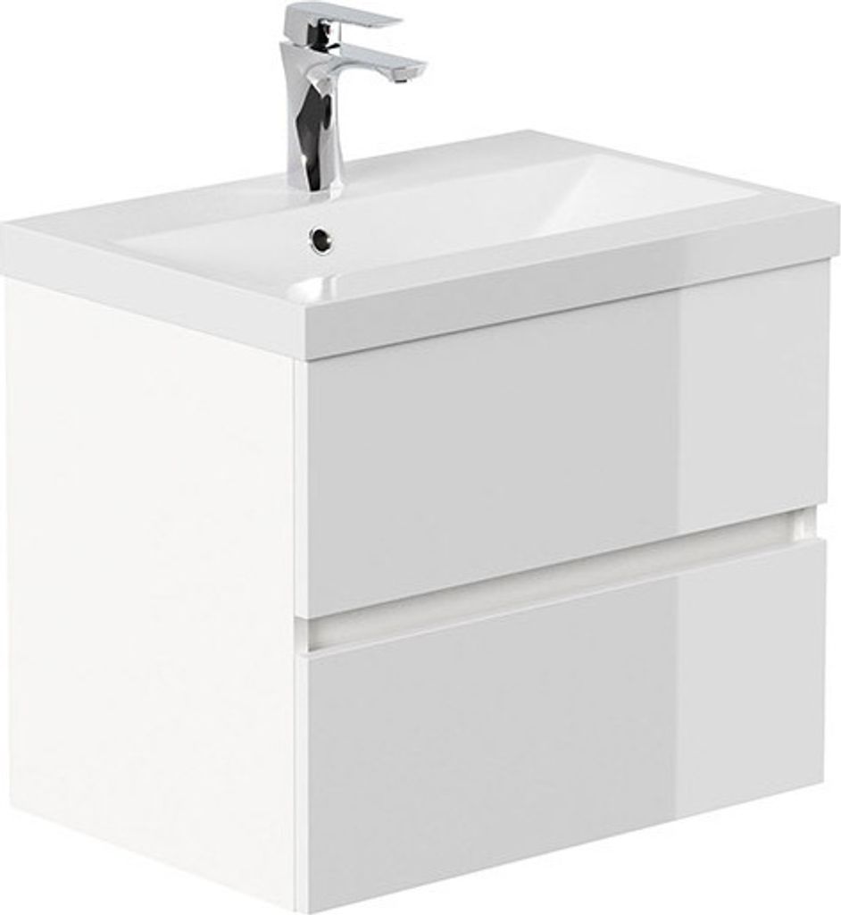 HOME DELUXE - Badmöbel - Set - WANGEROOGE Deluxe – Größe: S, Farbe: Weiß, Breite Waschbecken: ca. 60 cm I Badezimmermöbel Waschtisch Waschbe...