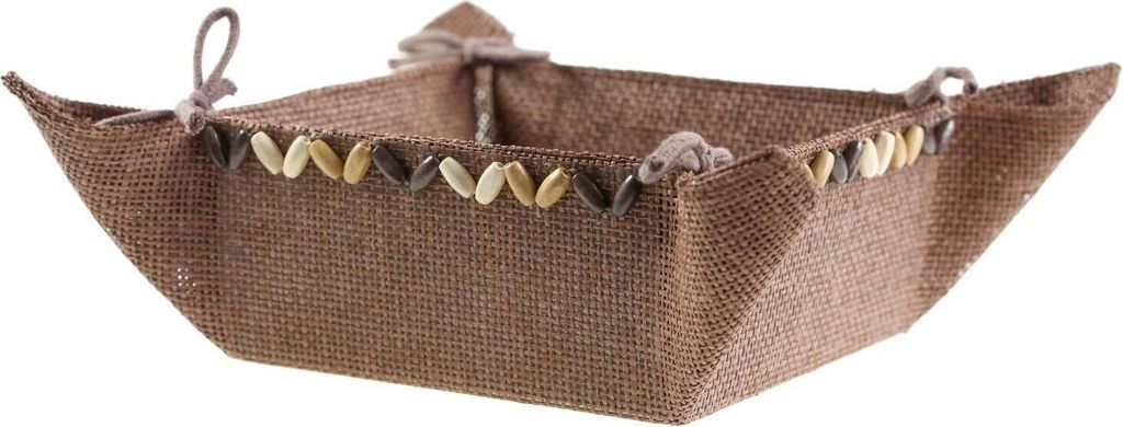 Deko-Schale Bindekorb Korb Brotkorb z. Binden 20x20x9cm Körbchen Geschenkkorb , Farbe:braun
