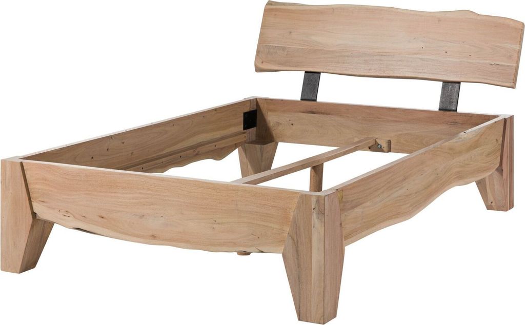MASSIVMOEBEL24 Bett Akazie 140x200 Akazie natur lackiert PURE ACACIA #312