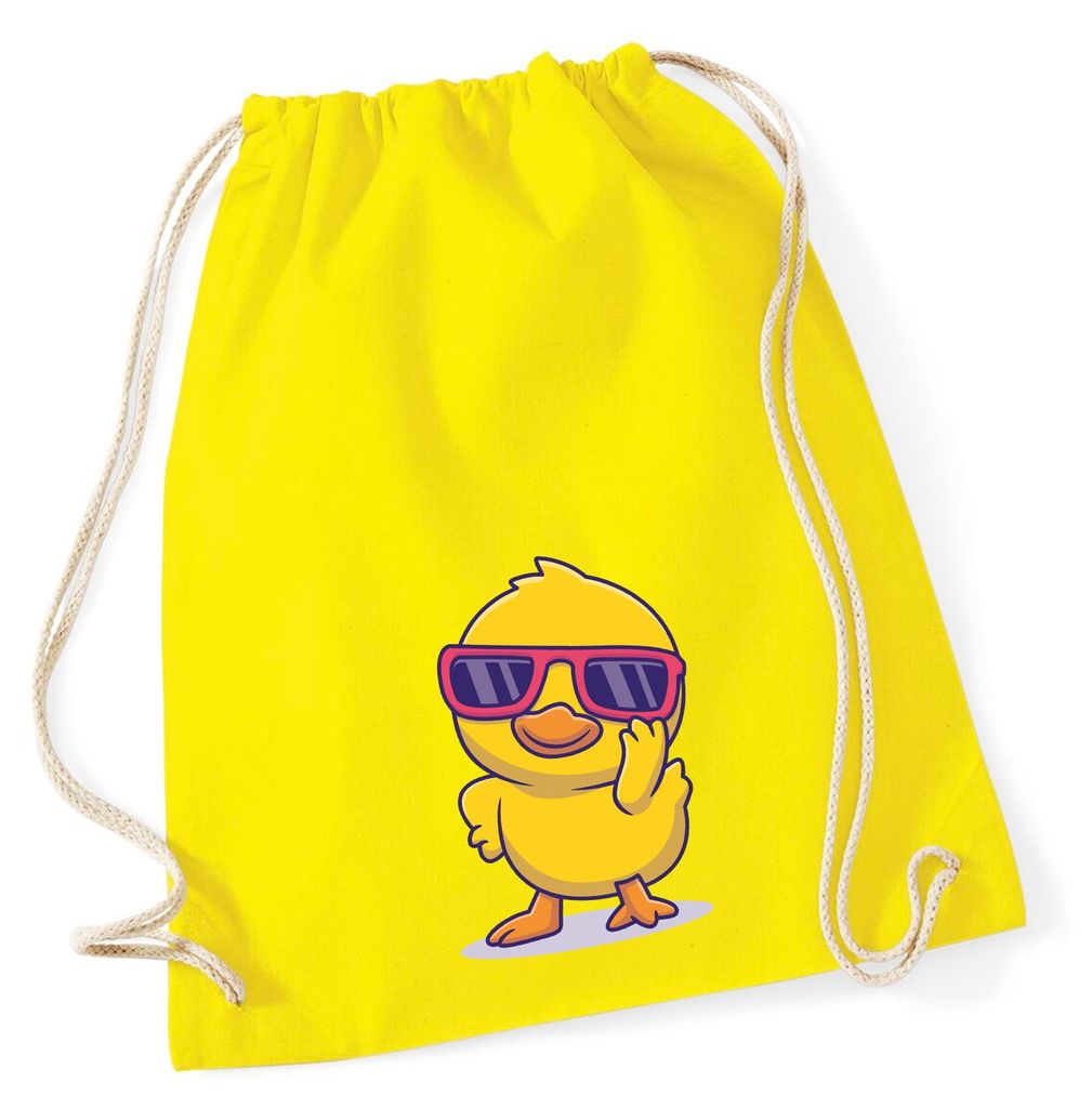 Huuraa Turnbeutel Cool Küken Comic 12 Liter Yellow Baumwolle Rucksack Geschenkidee