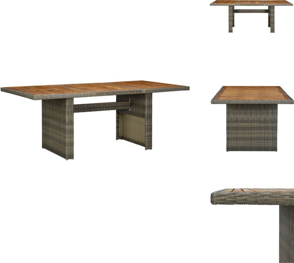 vidaXL Gartentisch Braun Poly Rattan und Akazie Massivholz - Gartentische