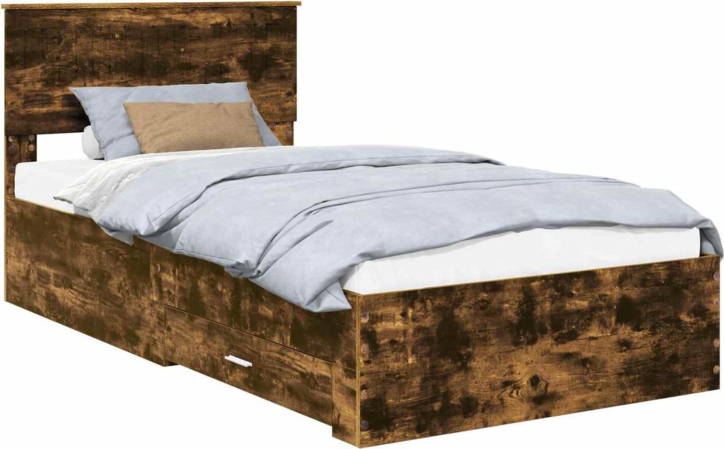 Bettrahmen Geräucherte Eiche 100 x 200 cm Holzwerkstoff