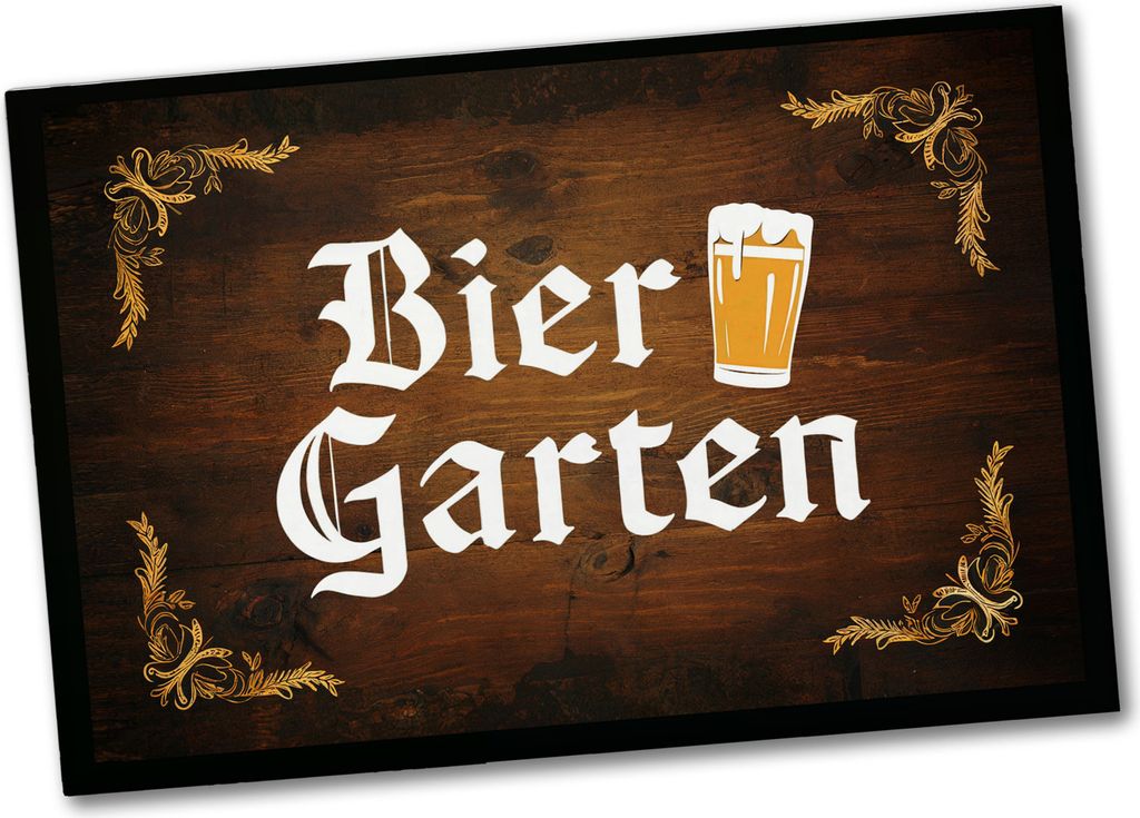 Biergarten Souvenir Magnet im rustikalen Holz-Look