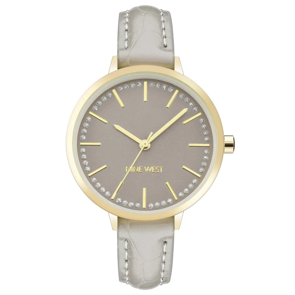 Nine West Montre Femme NW/2554GYGY - Boîtier Doré et Bracelet Gris Chic