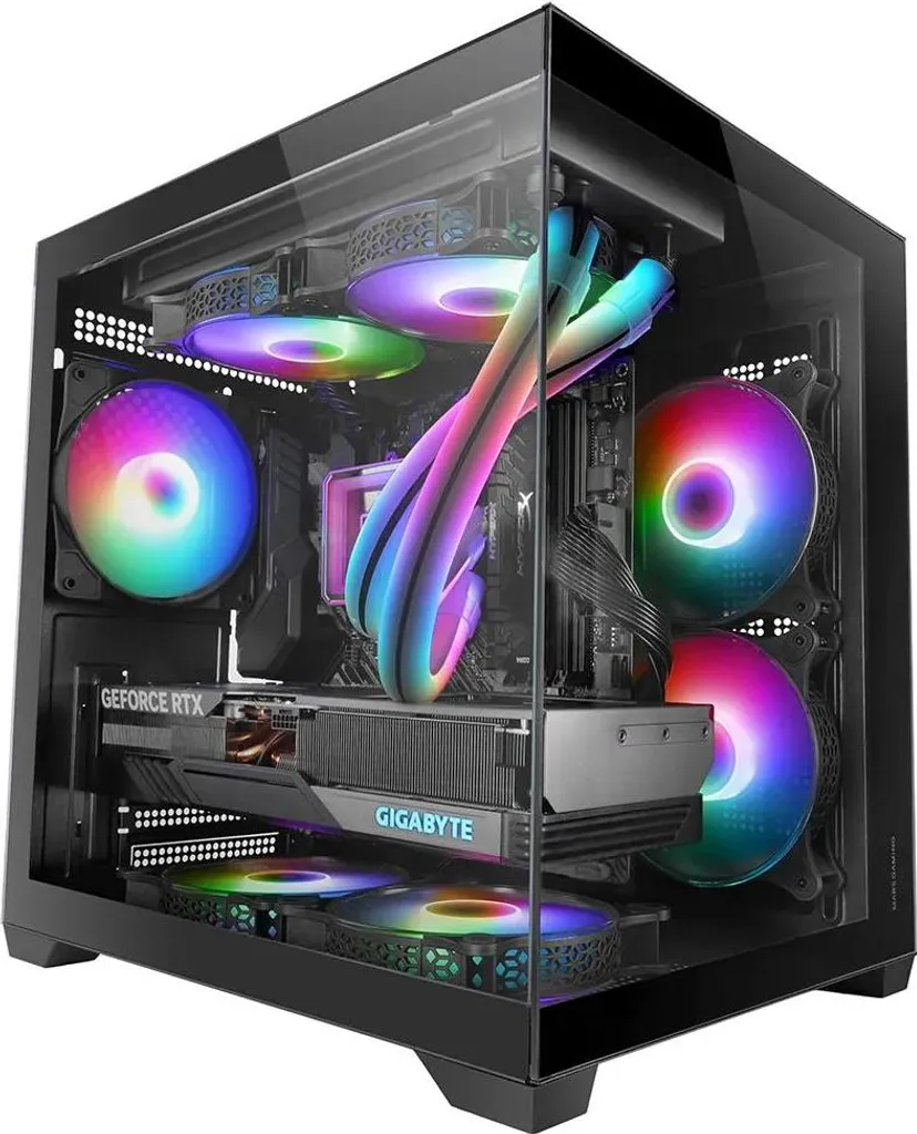 Mars Gaming MC-VIEW2 Boîtier Gamer Panoramique Verre Trempé Double