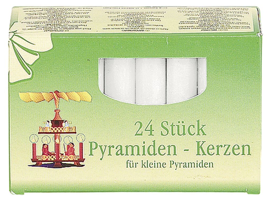 Candela piramidale 7cm Ø1,4cm bianco confezione da 24 pezzi Immagine del prodotto 