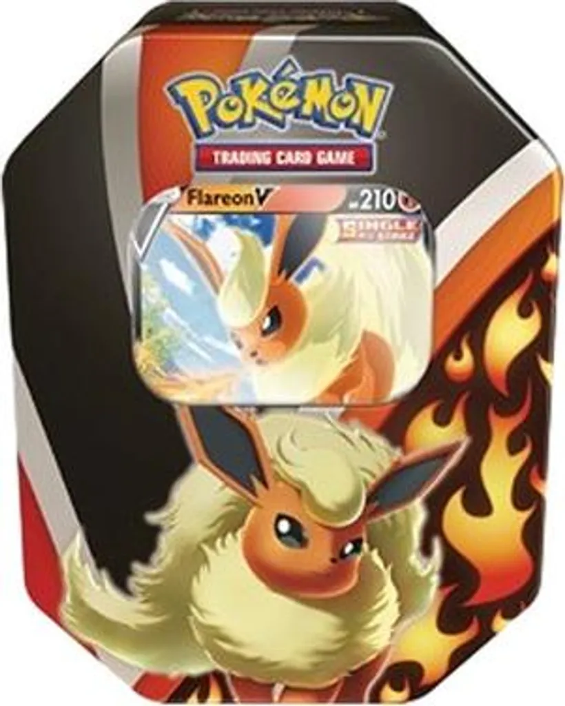 Pokemon Tin Evolution d'Evoli Flareon V : Boîte de Rangement et Cartes
