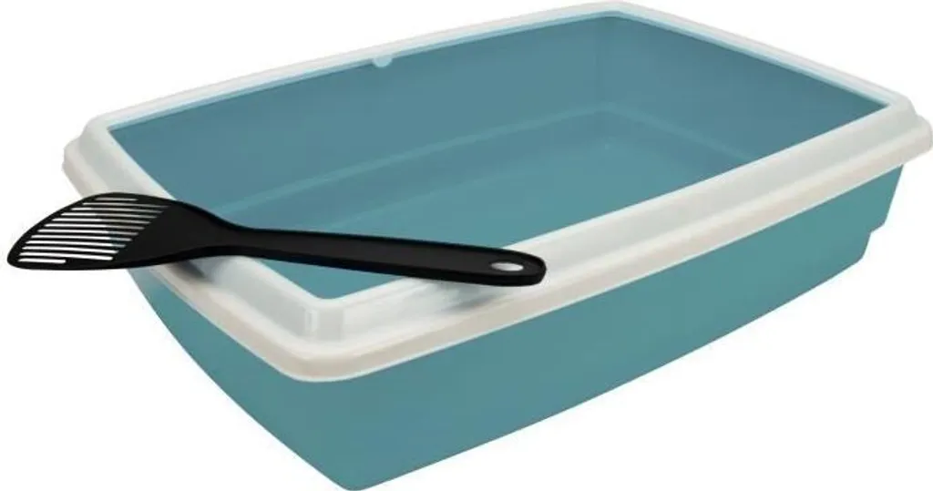 AIME Lettiera Gatti con Bordo e Paletta 54x40x14cm Blu - Offerta Online