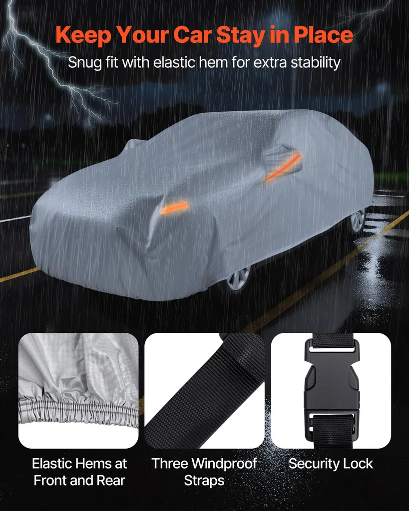 Housse de protection voiture intégrale argentée pour grande berline Luxe - 6