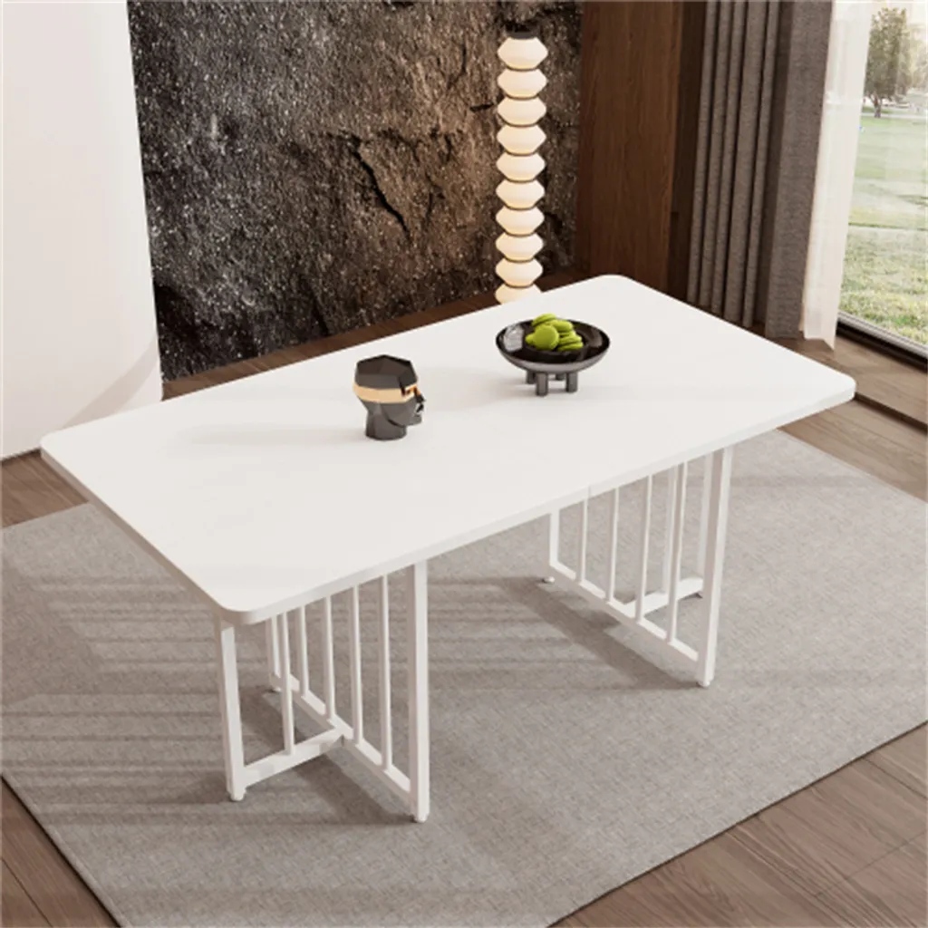 Table massive blanche stable et facile à installer 158 x 76 cm AIORBER