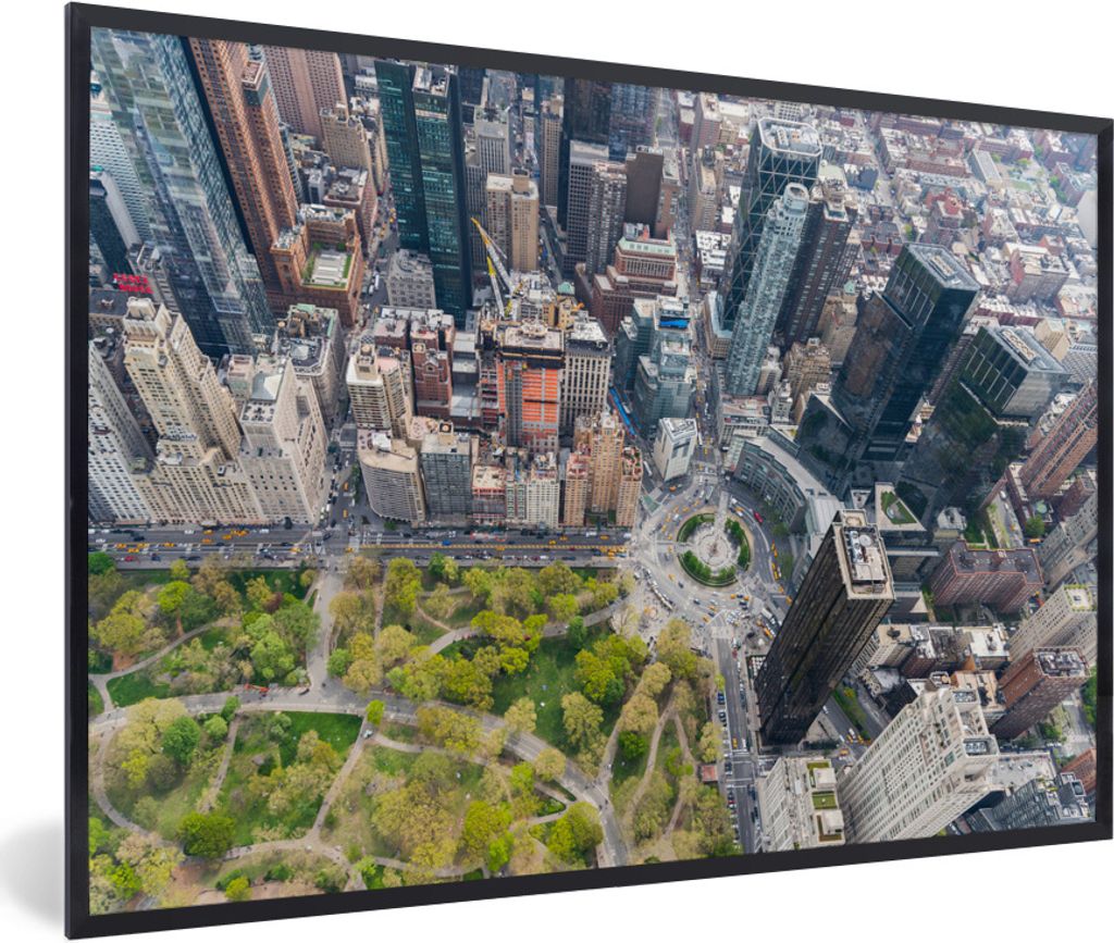 MuchoWow Gerahmtes Poster New York - Central Park - Natur 30x20 cm - Poster mit Schwarzem Bilderrahmen Wandposter Rahmen Foto Bilder - Kunstdruck...