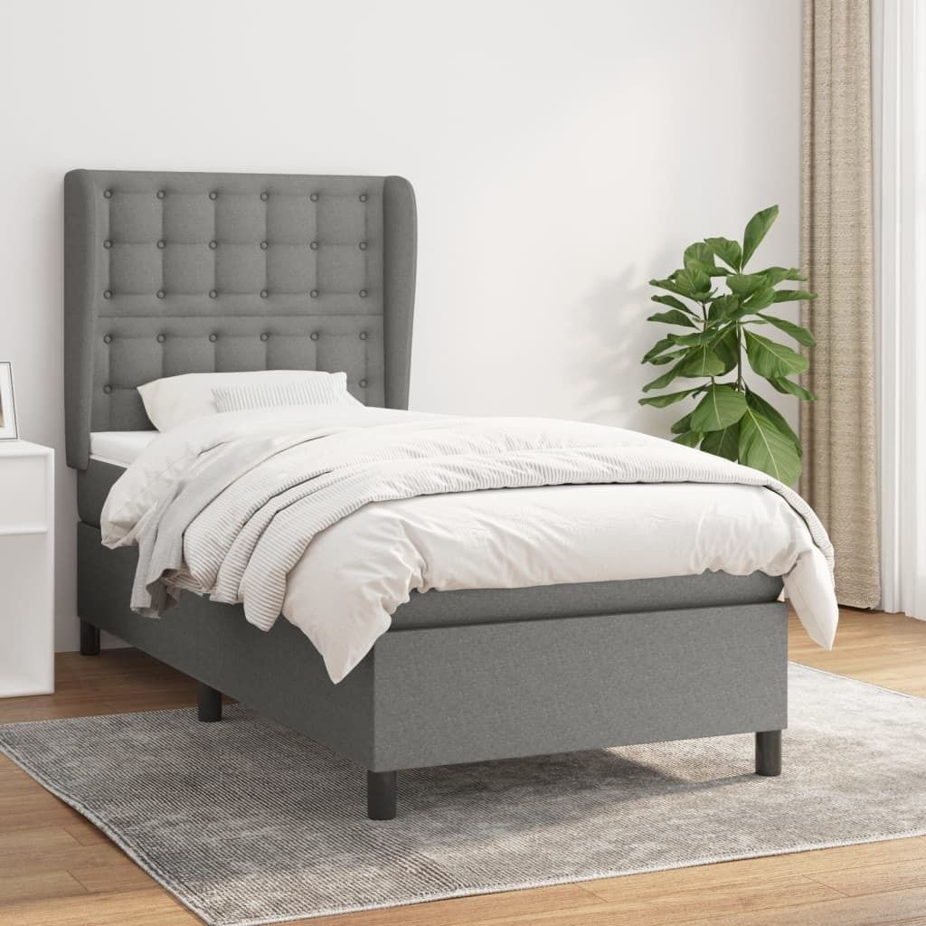 The Living Store Boxspringbett mit Matratze Dunkelgrau 80x200 cm Stoff