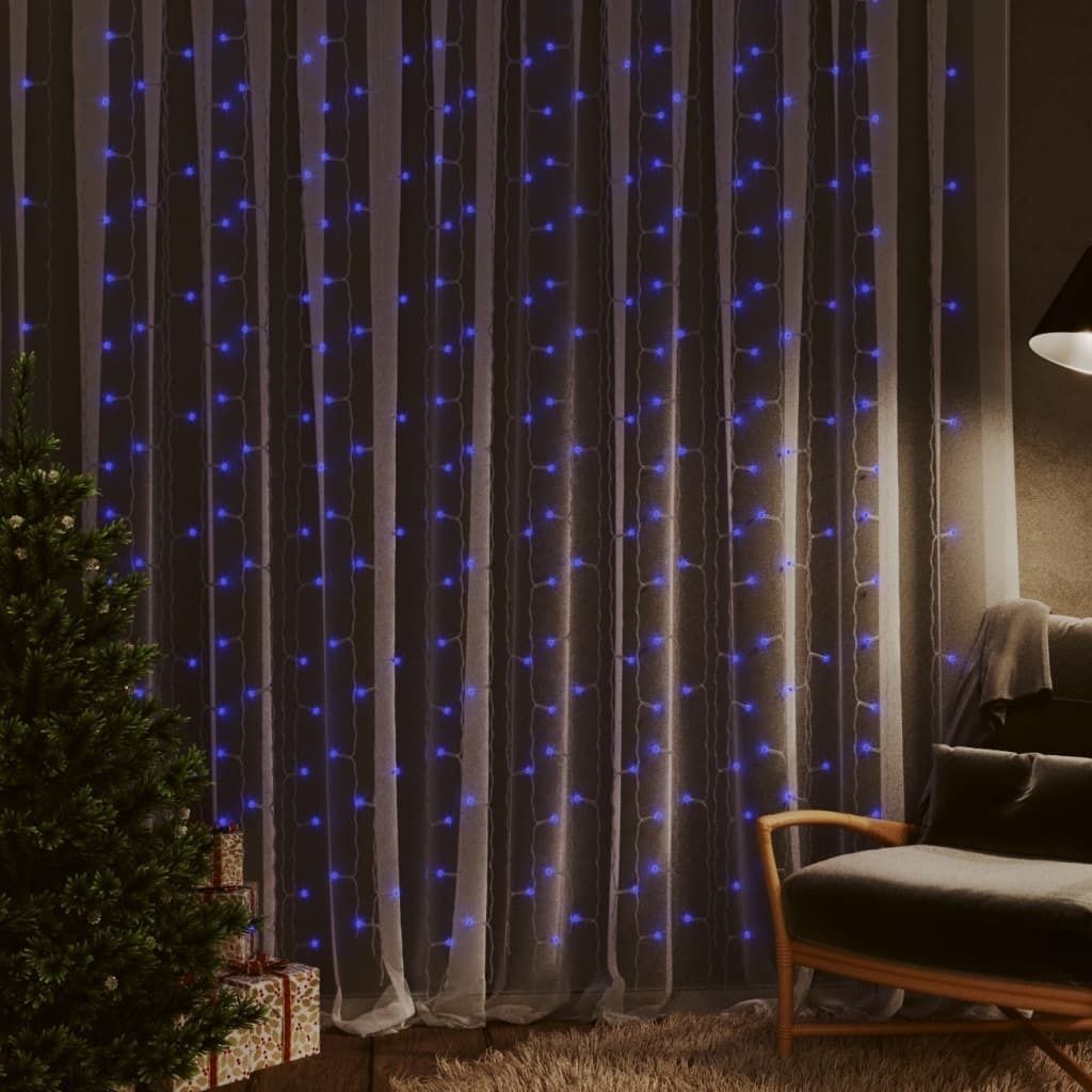 LED-Lichtervorhang 3x3 m 300 LED Blau 8 Funktionen 328930