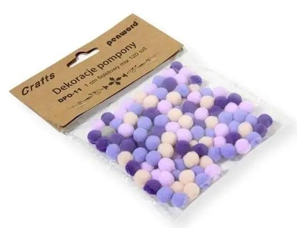 Dekorationen: Pompons, 1 cm, gemischt, violett, 120 Stück – Penword