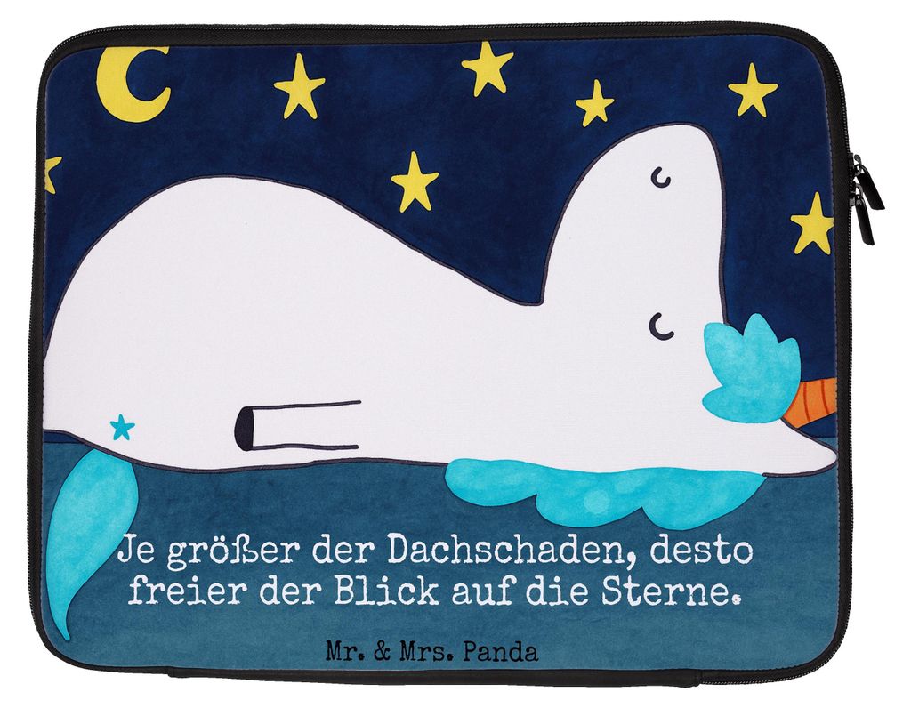 Mr. & Mrs. Panda Laptop Tasche Einhorn Sternenhimmel Design 27 x 36 cm - Weiß - Geschenk, Laptoptasche, Sterne, Verrückt, Hülle, Unicorn, Laptop...