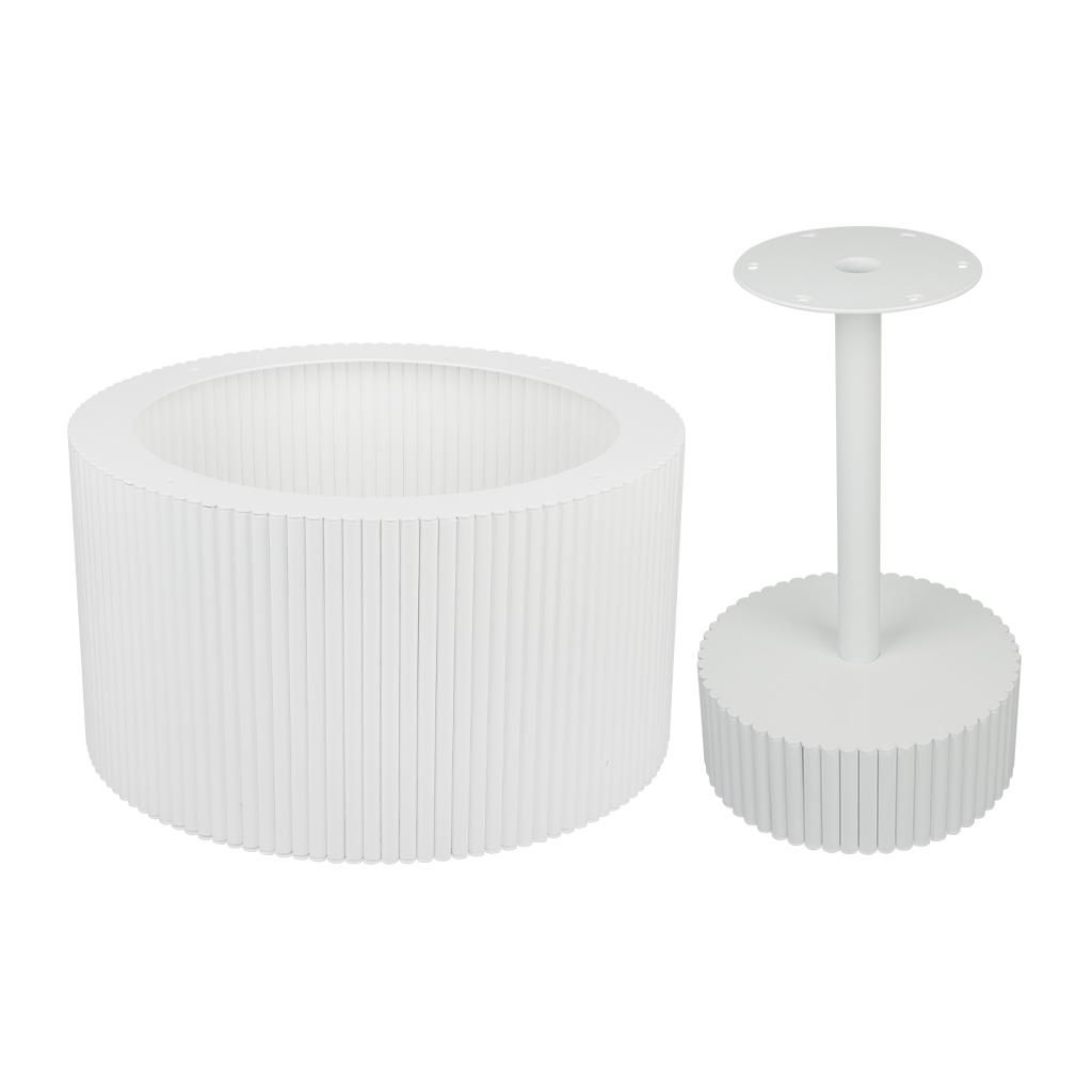 2er Set Tischgestelle Weiß – Rund – Riffelstruktur & Industrial Look – Couchtisch & Beistelltisch Untergestell Metall