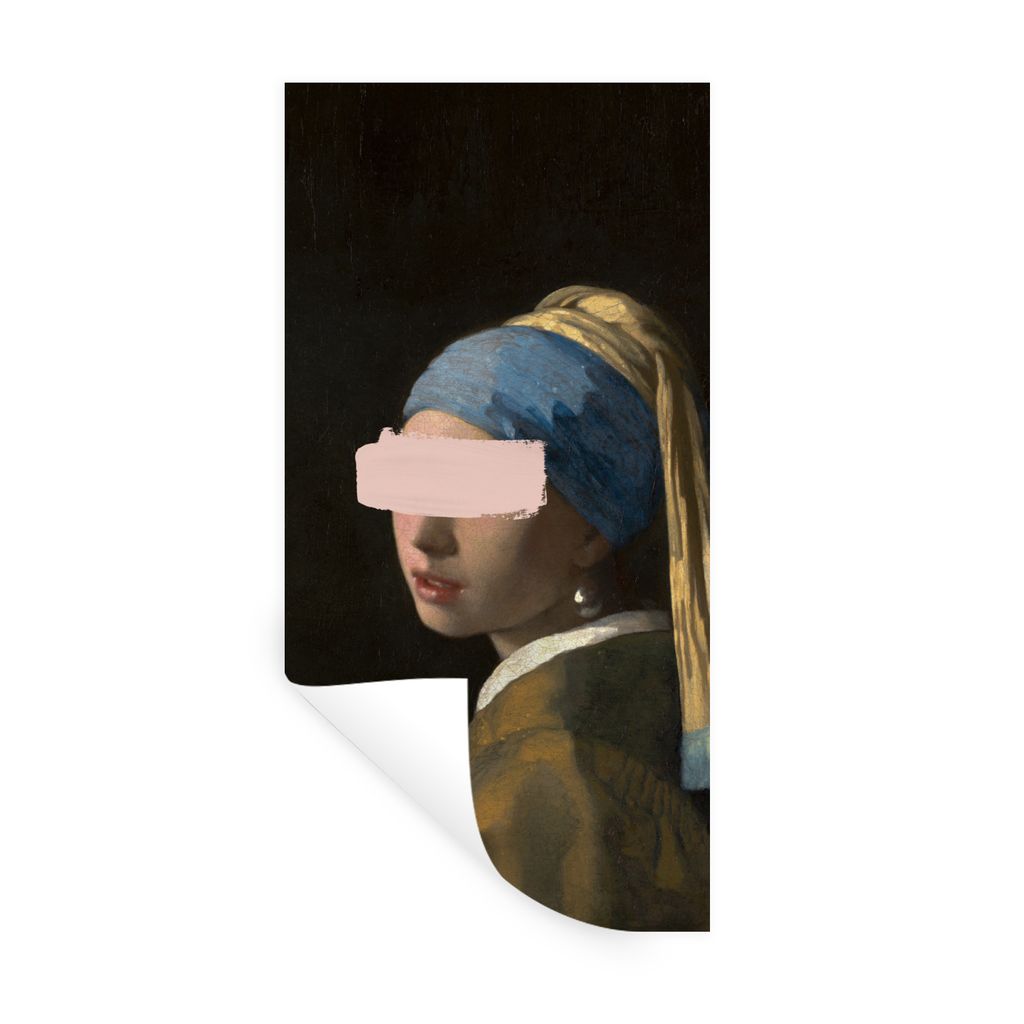MuchoWow Wandtattoo Wandsticker Wandaufkleber Das Mädchen mit dem Perlenohrring - Vermeer - Gemälde 60x120 cm Selbstklebend und Repositionierba...