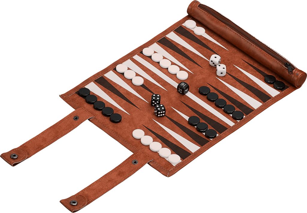 Relaxdays Backgammon, Reisespiel zum Aufrollen, inkl. Produktbild 