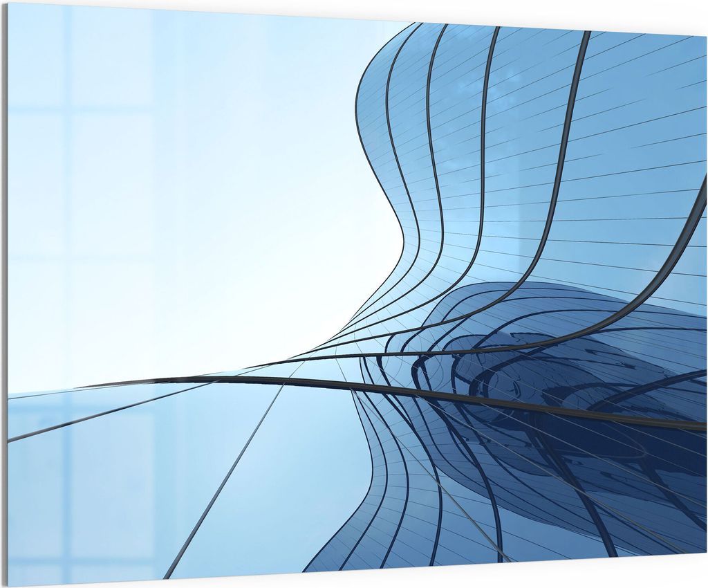 DEQORI Magnettafel Glas 120x90 cm 'Spiegelfläche an Gebäude' beschreibbar Whiteboard