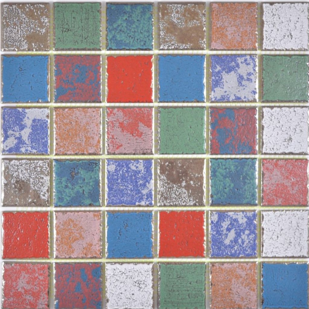 buntes Keramikmosaik Vintage Retro used look Mosaikfliese Produktbild 
