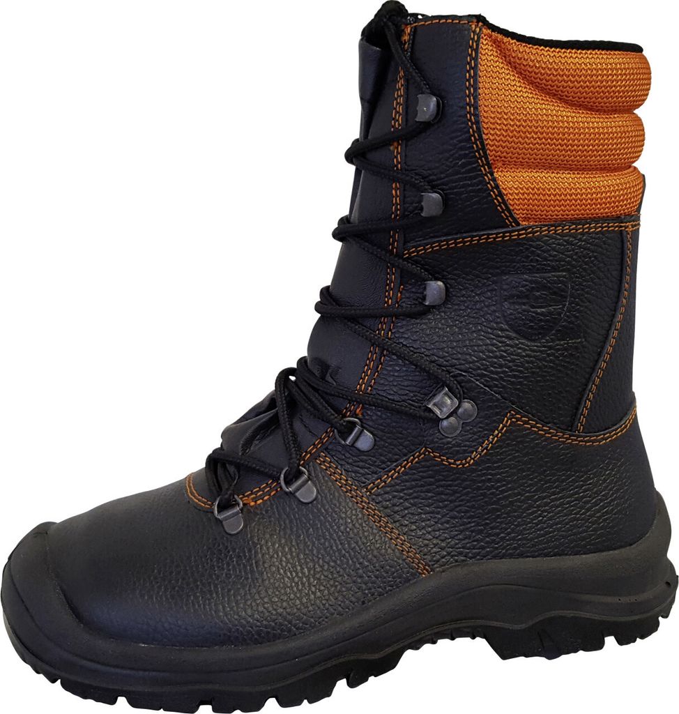 Forstschutz-Lederstiefel S2 schwarz-orange