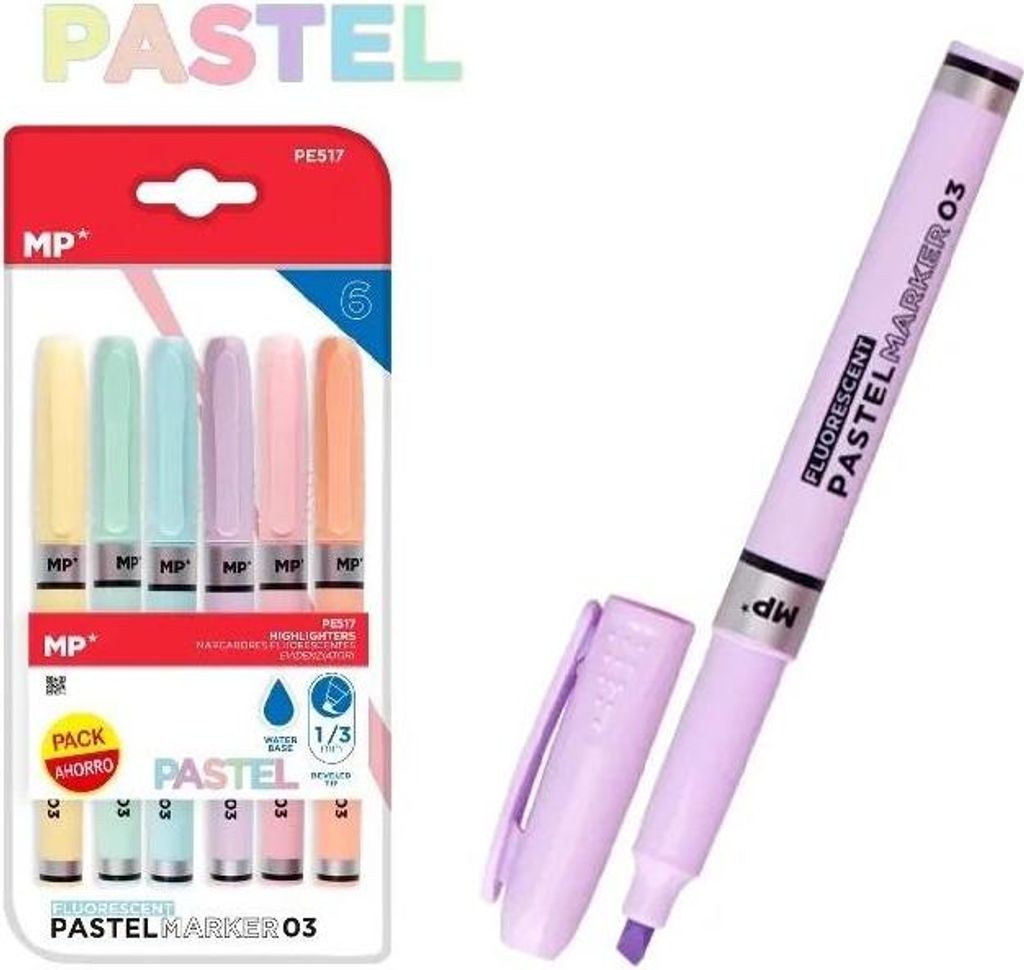 Fluoreszierender Textmarker in Pastelltönen „Macaron“ – MP Main Paper