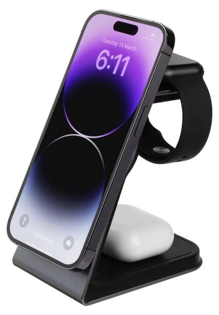 FIXED MagPowerstation ALU Stand 3 in 1: Ricarica Wireless iPhone Apple Watch - 2