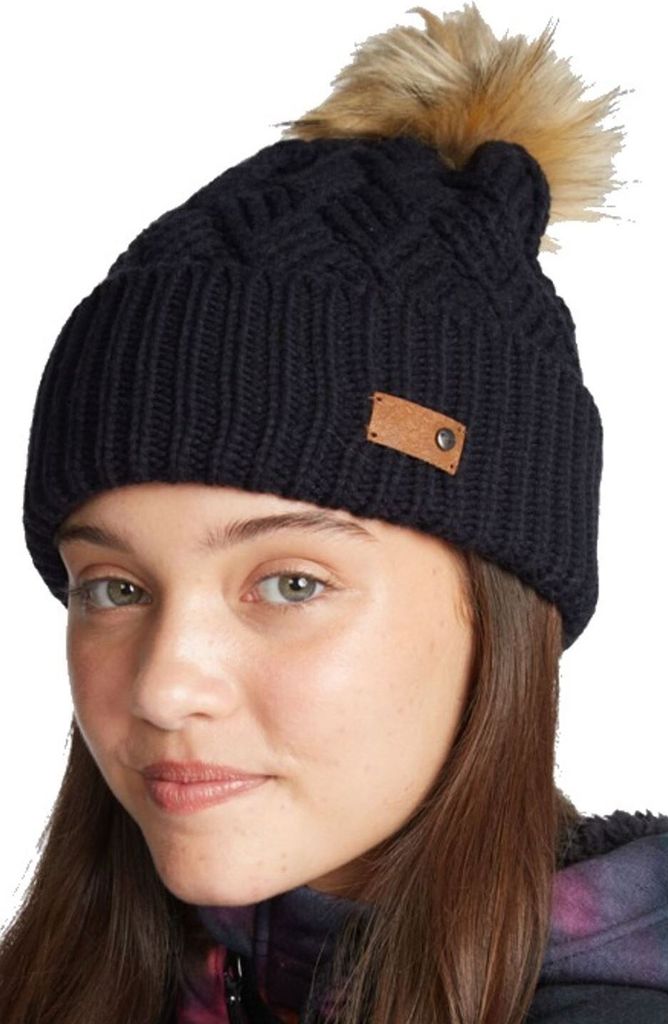 Roxy Beanie Ski Chic Bommel Mütze schwarz