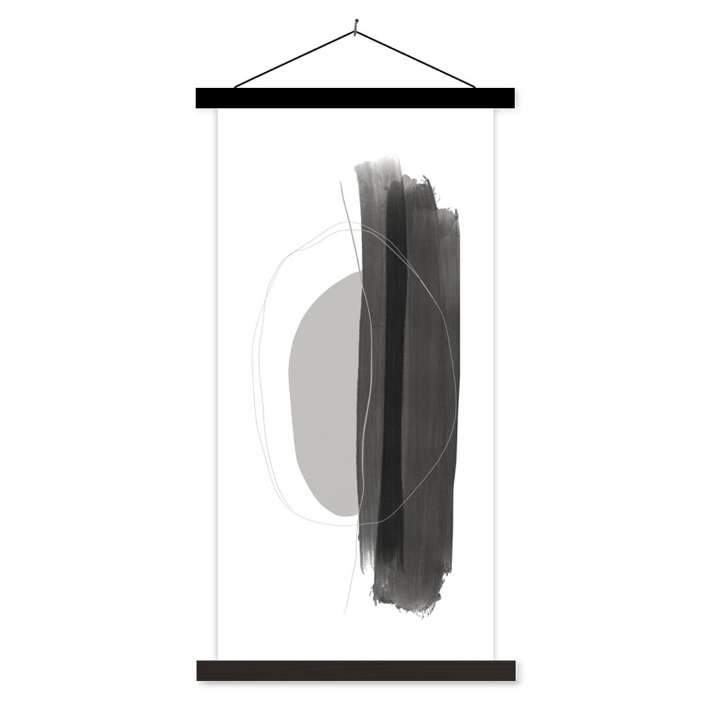 MuchoWow Textilposter Abstrakt - Malerei - Minimalismus 40x80 cm mit schwarzem Rahmen - Wandemalerei