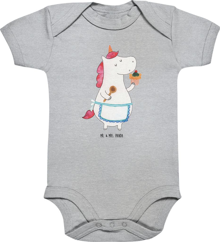 Mr. & Mrs. Panda Strampler Baby Einhorn Küche 3. - 6. Monat - Heather Grey - Geschenk, Einhörner, babykleidung body, Torte, Unicorn, Babystrample...