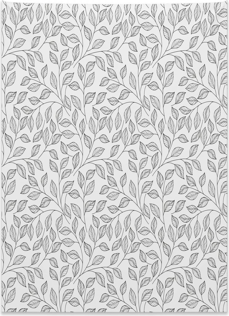 Abakuhaus Blätter Wandteppich, Monochrom Floral rustikal aus Weiches Mikrofaser Stoff Kein Verblassen Klare Farben Waschbar, 110 x 150 cm, Weiß S...