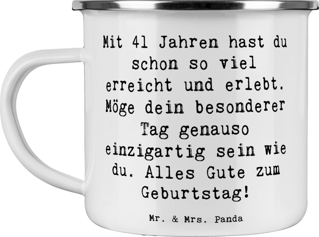 Mr. & Mrs. Panda Teetasse Spruch 41. Geburtstag - Weiß - Geschenk, Outdoor Tasse, erreicht und erlebt, Alter, Teebecher, Durchhaltevermögen, beso...