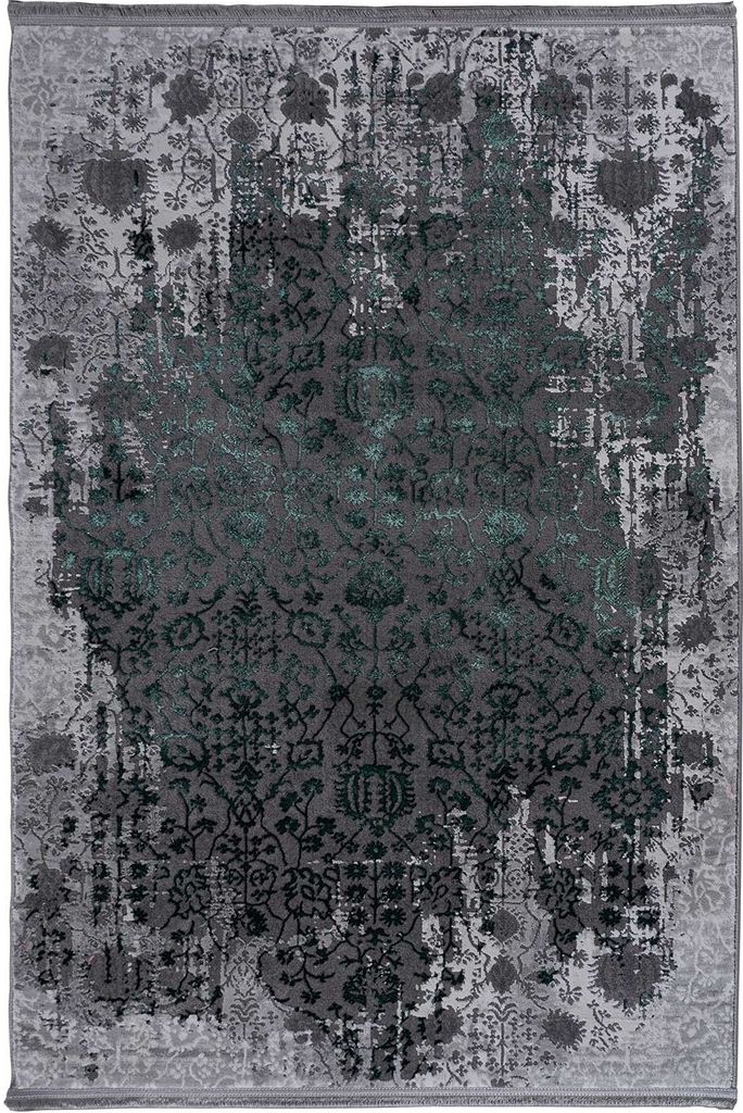 Teppich - Grün - Grau - 80 x 150 cm - mit Barockmuster