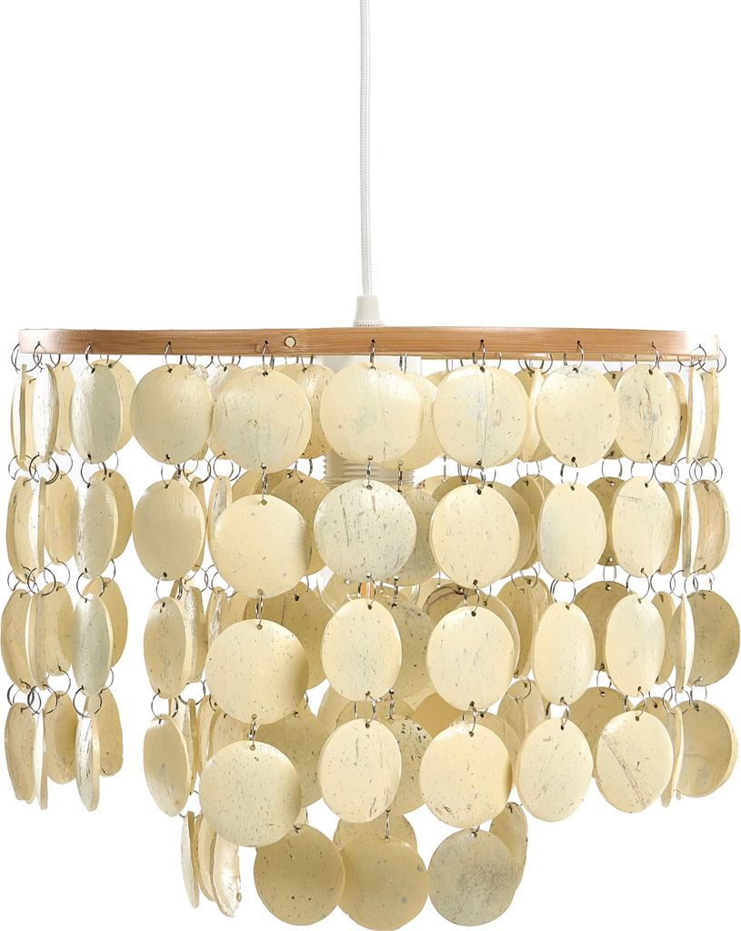 BELIANI Kronleuchter Hellbeige aus Kokosnussschalen Rund Küstenstil Boho Stil Modernes Design Natürlich Hängelampe Hängeleuchte Pendelleuchte