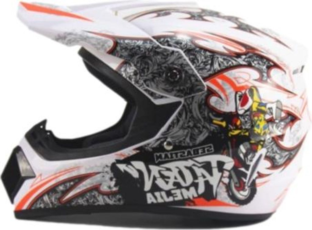 Crosshelm Helm Kinderhelm Motorradhelm Motocross Mejia weiß Motorrad Größe L